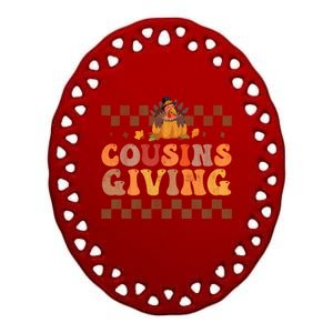 Cousins Giving Cute Turkey Cousin Crew Thanksgiving Family Gift Ceramic Oval Ornament