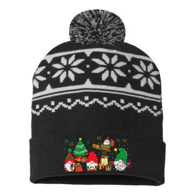 Cute Gnomes Christmas Santa Claus Gnome Xmas Family Matching USA-Made Snowflake Beanie