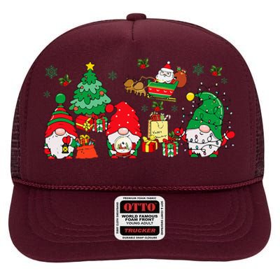 Cute Gnomes Christmas Santa Claus Gnome Xmas Family Matching High Crown Mesh Back Trucker Hat