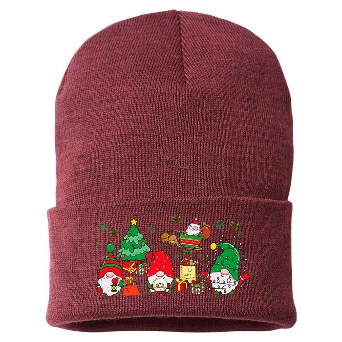 Cute Gnomes Christmas Santa Claus Gnome Xmas Family Matching Sustainable Knit Beanie