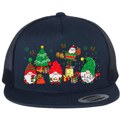 Cute Gnomes Christmas Santa Claus Gnome Xmas Family Matching Flat Bill Trucker Hat