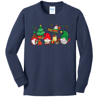 Cute Gnomes Christmas Santa Claus Gnome Xmas Family Matching Kids Long Sleeve Shirt