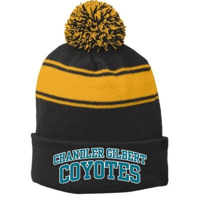 Chandler Gilbert Community College Coyotes Stripe Pom Pom Beanie