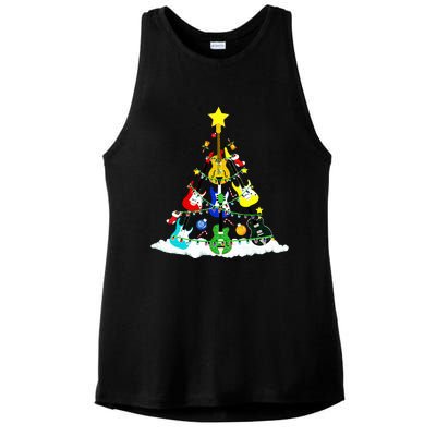 Cute Guitar Christmas Tree Music Stocking Stuffer Ladies PosiCharge Tri-Blend Wicking Tank