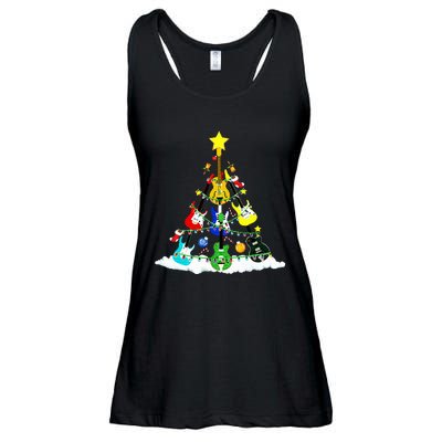 Cute Guitar Christmas Tree Music Stocking Stuffer Ladies Essential Flowy Tank