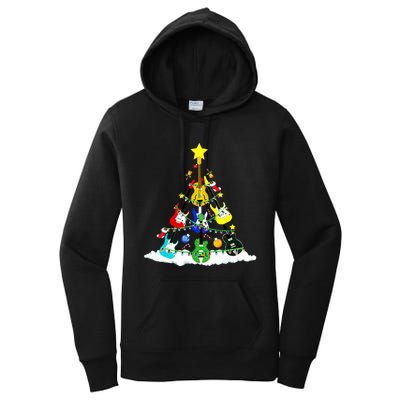 Cute Guitar Christmas Tree Music Stocking Stuffer Women's Pullover Hoodie