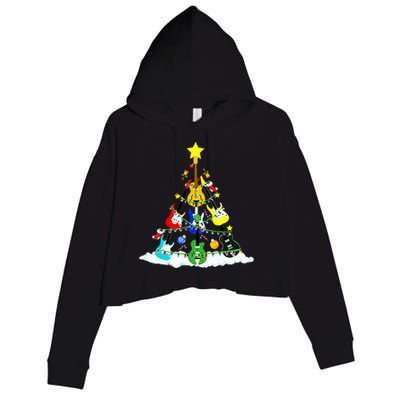 Cute Guitar Christmas Tree Music Stocking Stuffer Crop Fleece Hoodie