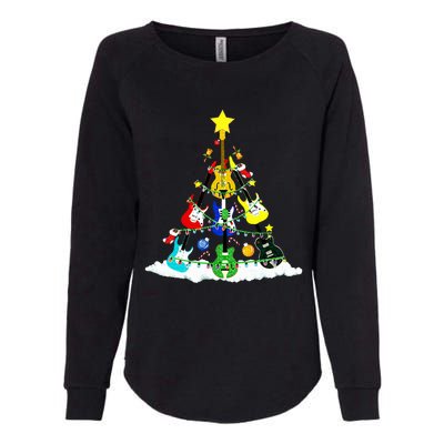 Cute Guitar Christmas Tree Music Stocking Stuffer Womens California Wash Sweatshirt