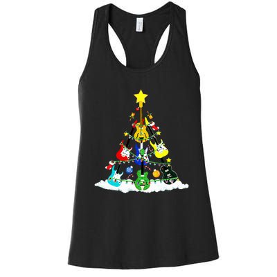 Cute Guitar Christmas Tree Music Stocking Stuffer Women's Racerback Tank