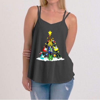 Cute Guitar Christmas Tree Music Stocking Stuffer Women's Strappy Tank