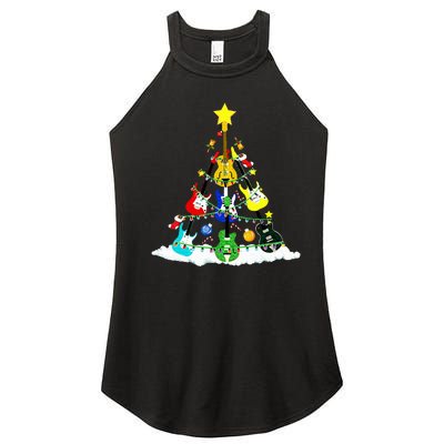 Cute Guitar Christmas Tree Music Stocking Stuffer Women’s Perfect Tri Rocker Tank