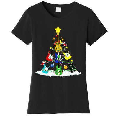 Cute Guitar Christmas Tree Music Stocking Stuffer Women's T-Shirt