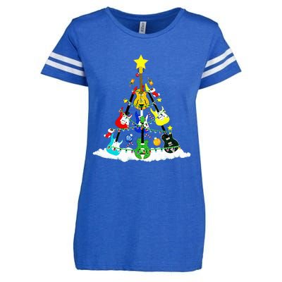 Cute Guitar Christmas Tree Music Stocking Stuffer Enza Ladies Jersey Football T-Shirt