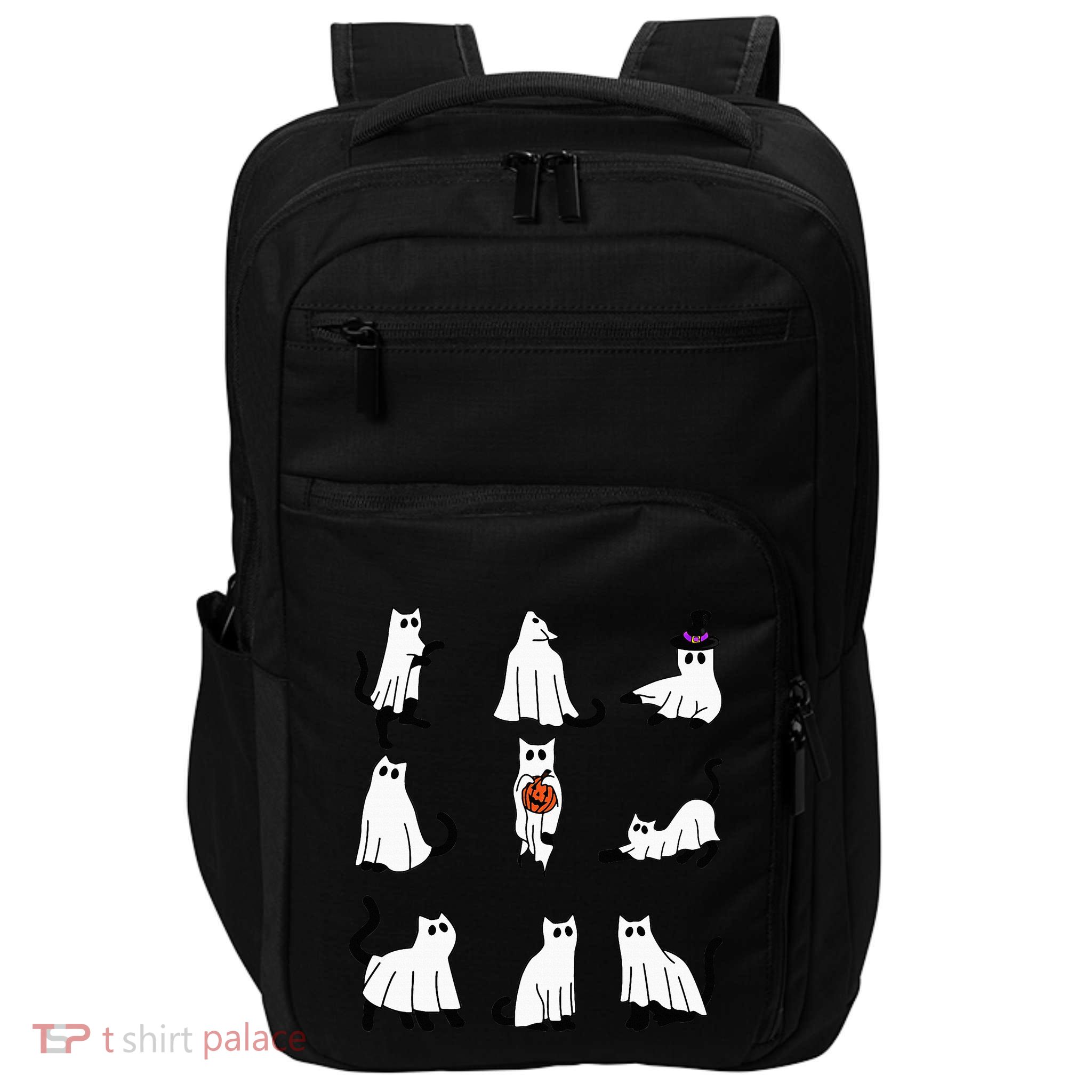 Cute Ghost Cat Funny Halloween Outfit Costumes Black Cat Impact Tech Backpack