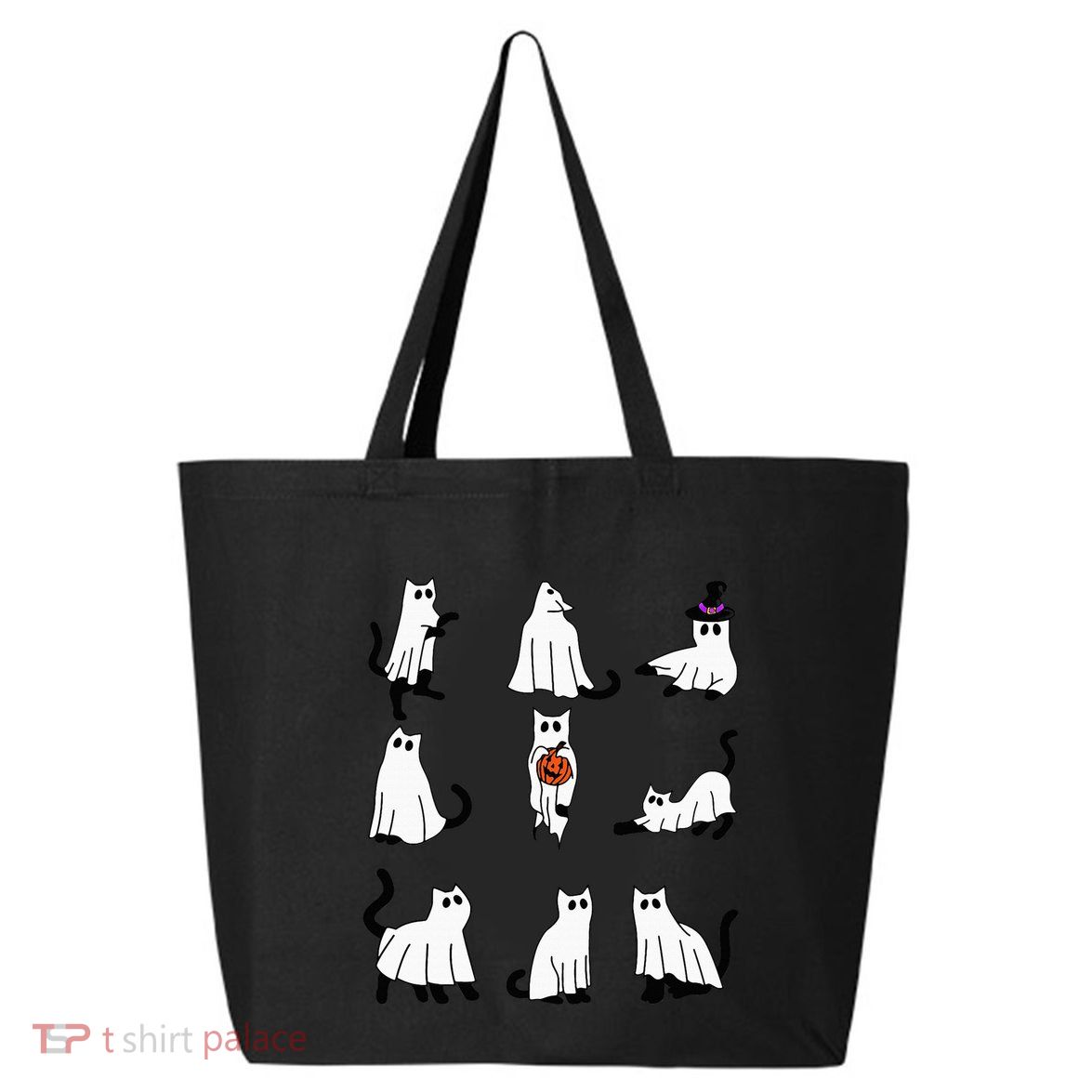 Cute Ghost Cat Funny Halloween Outfit Costumes Black Cat 25L Jumbo Tote