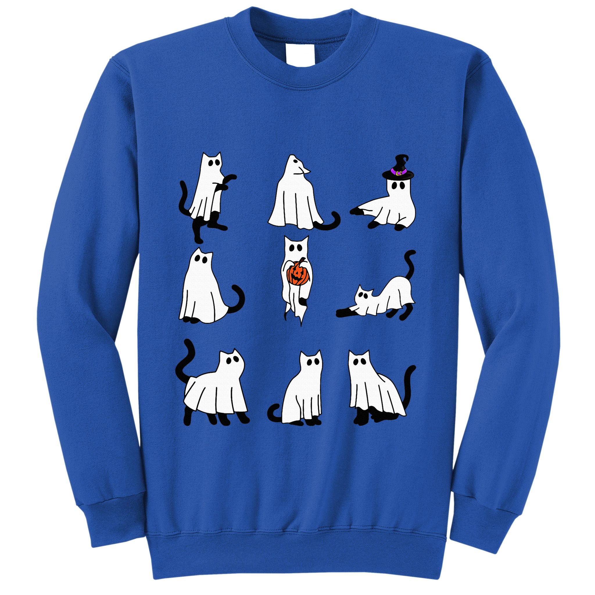 Cute Ghost Cat Funny Halloween Outfit Costumes Black Cat Sweatshirt