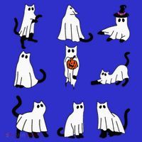 Cute Ghost Cat Funny Halloween Outfit Costumes Black Cat Sweatshirt