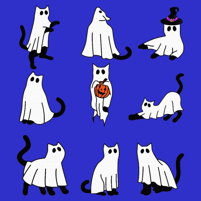Cute Ghost Cat Funny Halloween Outfit Costumes Black Cat Sweatshirt