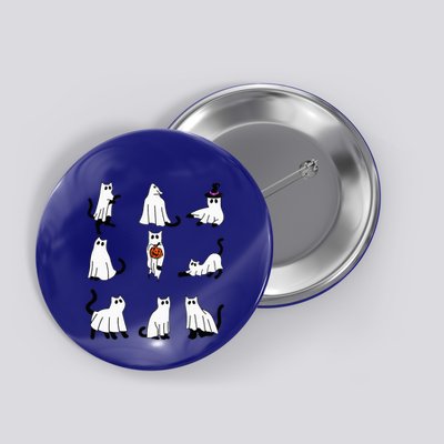 Cute Ghost Cat Funny Halloween Outfit Costumes Black Cat Button