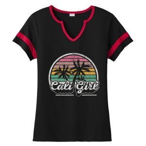 Cali Girl California Retro California Palm Trees Summer Ladies Halftime Notch Neck Tee