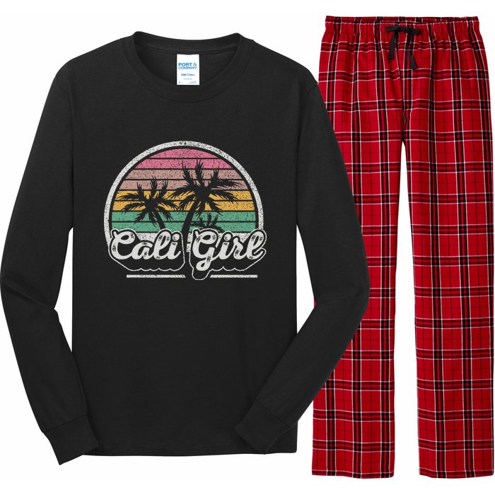 Cali Girl California Retro California Palm Trees Summer Long Sleeve Pajama Set