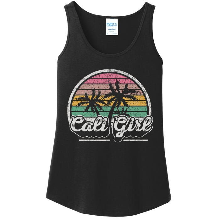 Cali Girl California Retro California Palm Trees Summer Ladies Essential Tank