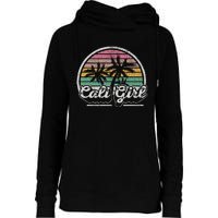 Cali Girl California Retro California Palm Trees Summer Womens Funnel Neck Pullover Hood