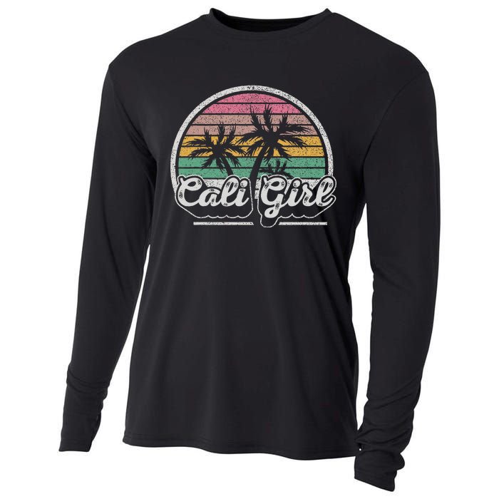 Cali Girl California Retro California Palm Trees Summer Cooling Performance Long Sleeve Crew