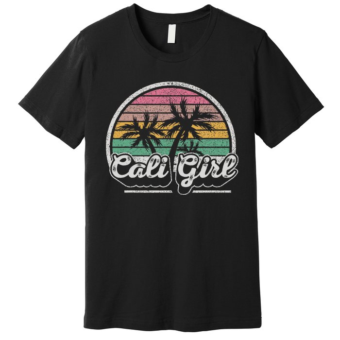 Cali Girl California Retro California Palm Trees Summer Premium T-Shirt