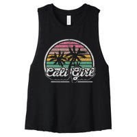 Cali Girl California Retro California Palm Trees Summer Women's Racerback Cropped Tank