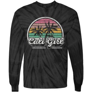 Cali Girl California Retro California Palm Trees Summer Tie-Dye Long Sleeve Shirt