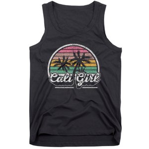 Cali Girl California Retro California Palm Trees Summer Tank Top