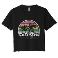 Cali Girl California Retro California Palm Trees Summer Women's Crop Top Tee