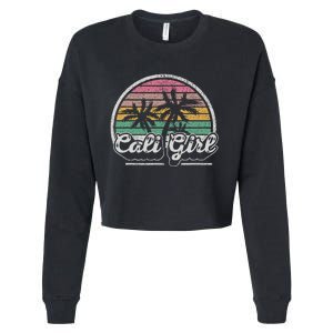 Cali Girl California Retro California Palm Trees Summer Cropped Pullover Crew