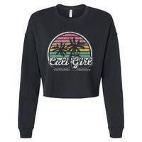 Cali Girl California Retro California Palm Trees Summer Cropped Pullover Crew