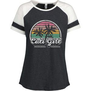 Cali Girl California Retro California Palm Trees Summer Enza Ladies Jersey Colorblock Tee