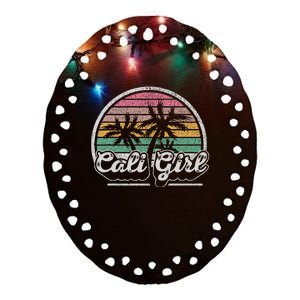 Cali Girl California Retro California Palm Trees Summer Ceramic Oval Ornament