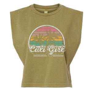 Cali Girl California Retro California Palm Trees Summer Garment-Dyed Women's Muscle Tee