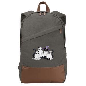 Cute Ghost Cats Halloween Outfit Costumes Black Cats Funny Cotton Canvas Backpack