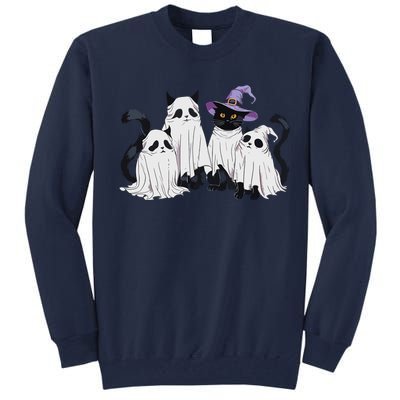 Cute Ghost Cats Halloween Outfit Costumes Black Cats Funny Tall Sweatshirt