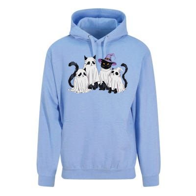 Cute Ghost Cats Halloween Outfit Costumes Black Cats Funny Unisex Surf Hoodie