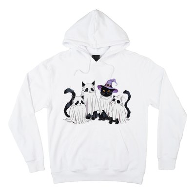 Cute Ghost Cats Halloween Outfit Costumes Black Cats Funny Hoodie