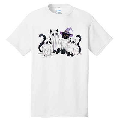 Cute Ghost Cats Halloween Outfit Costumes Black Cats Funny Tall T-Shirt