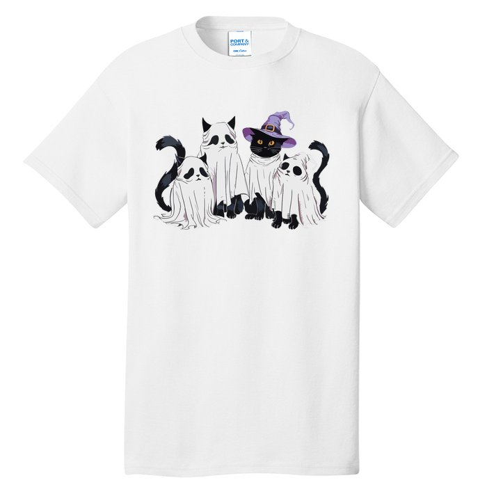 Cute Ghost Cats Halloween Outfit Costumes Black Cats Funny Tall T-Shirt