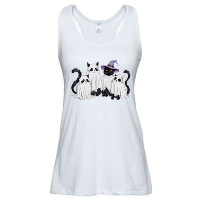 Cute Ghost Cats Halloween Outfit Costumes Black Cats Funny Ladies Essential Flowy Tank