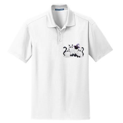 Cute Ghost Cats Halloween Outfit Costumes Black Cats Funny Dry Zone Grid Polo