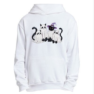 Cute Ghost Cats Halloween Outfit Costumes Black Cats Funny Urban Pullover Hoodie