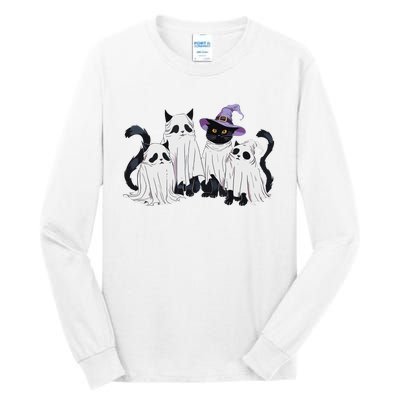 Cute Ghost Cats Halloween Outfit Costumes Black Cats Funny Tall Long Sleeve T-Shirt