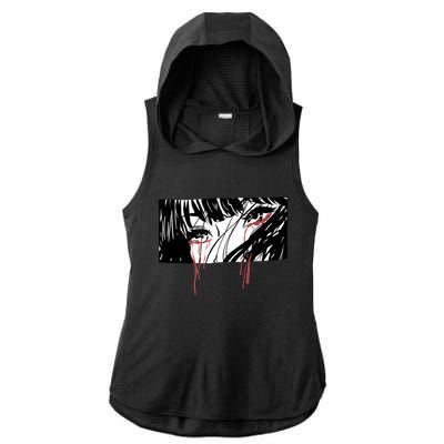 Crying Girl Ladies PosiCharge Tri-Blend Wicking Draft Hoodie Tank