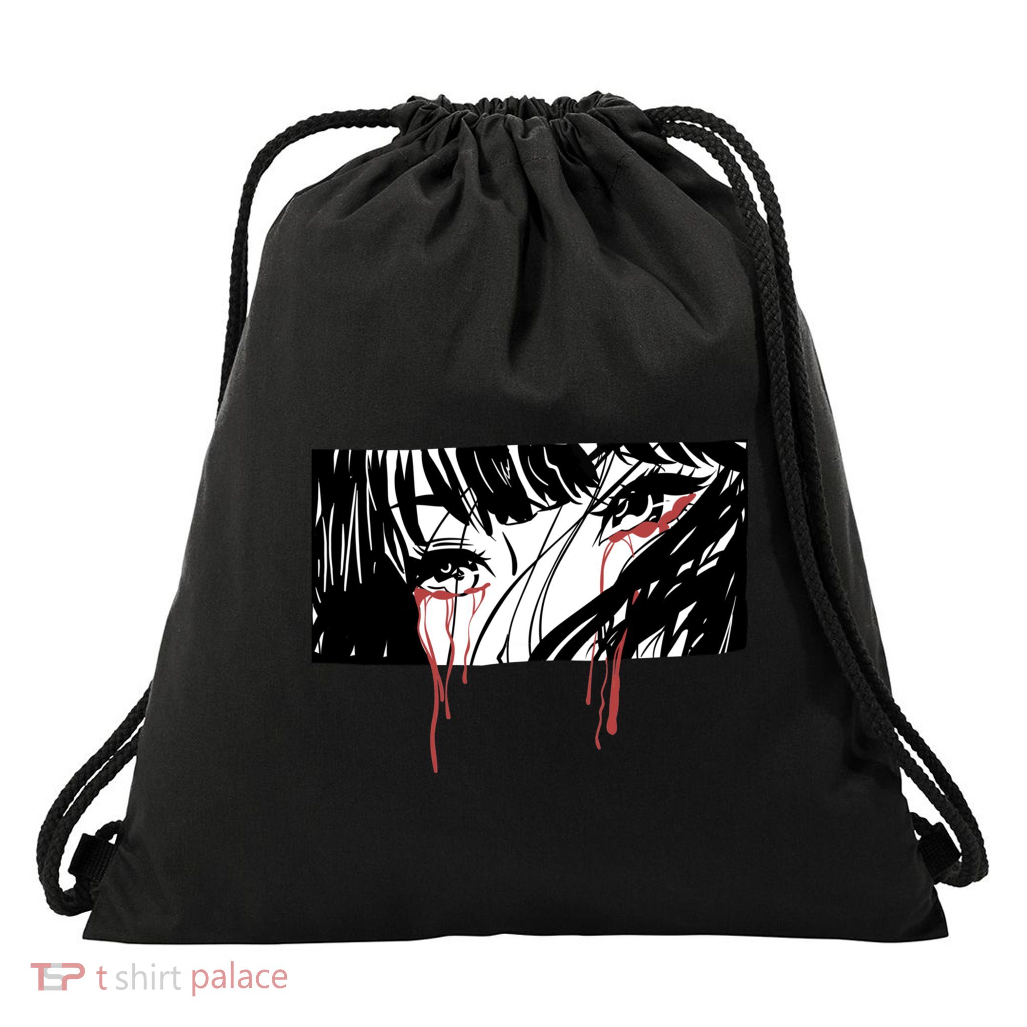 Crying Girl Drawstring Bag